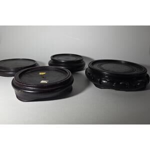 Lot of 5 Wooden Vase Stands / Display Bases – Mixed Sizes